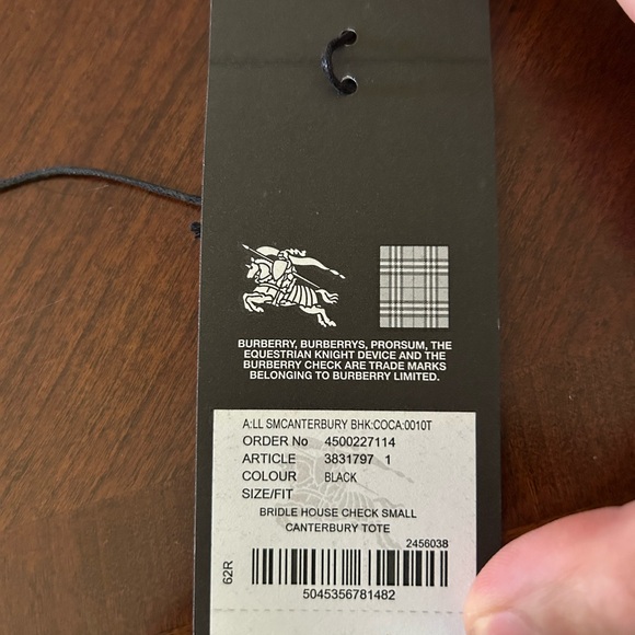 BURBERRY CANTERBURY BLACK LEATHER HOUSE CHECK CANVAS
SHOULDER SMALL TOTE BAG - Picture 5 of 8